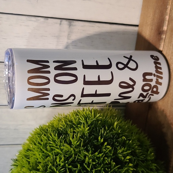 MOM COFFEE AMAZON PRIME Tumbler Cup- 20 oz Stainless steel w Lid NWT - Picture 4 of 4